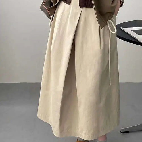 Load image into Gallery viewer, High Waist Apricot A-line Irregular Pleated Elegant Half-body Skirt Women Fashion Tide New Spring Autumn 2025 1DH3802
