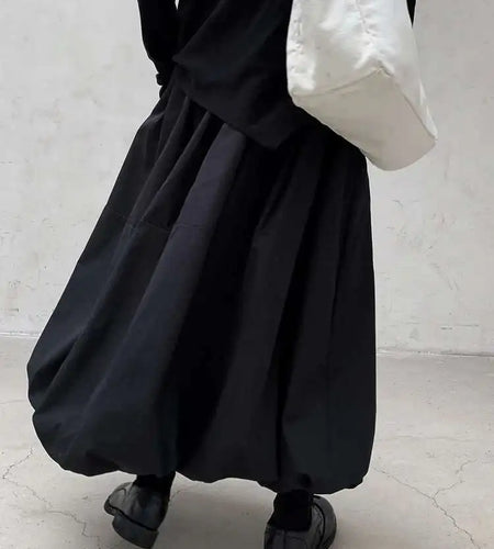 High Elastic Waist Black Cotton-padded Casual A-line Half-body Skirt Women Fashion Tide New Autumn Winter 2025 1DH8381