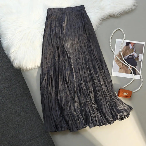 Load image into Gallery viewer, Women Elastic Waist Half Length Skirt Summer Solid Pleated Midi Vintage Sexy Club Skirts Fashion Romantic Simplicity Ladies Boho
