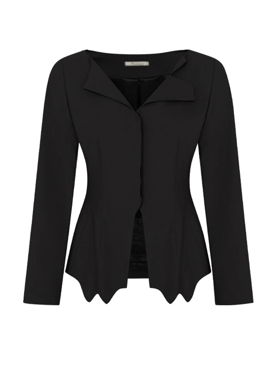 Solid Slimming Two Piece Sets for Women V Neck Long Sleeves Irregular Top High Waist Pant Elegant Set Female New