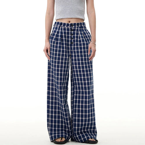 Load image into Gallery viewer, Men's Casual Plaid Pants Loose Fashion Straight Leg Buckle Design Male Wide Leg Trousers Spring Tide Men Clothing 9W1479
