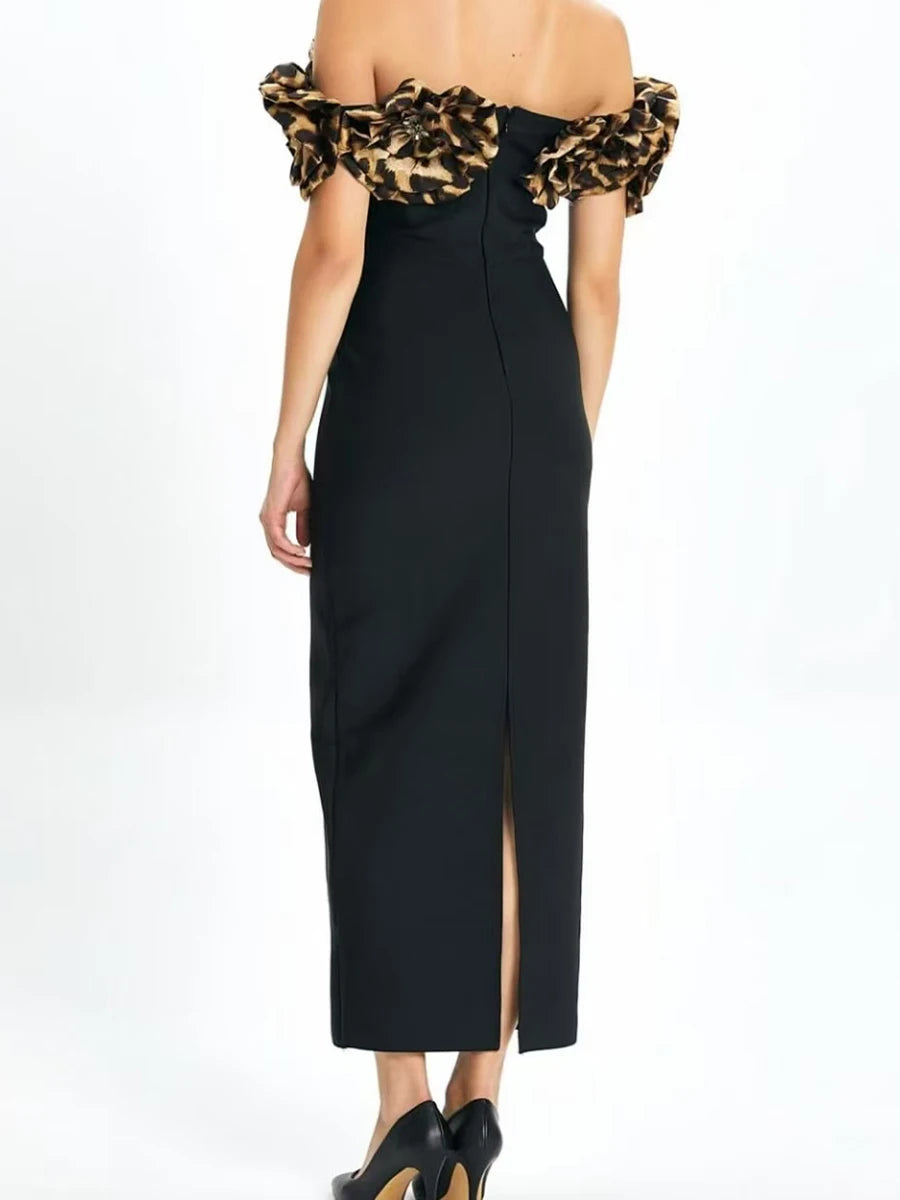 Hit Color Spliced Appliques Slimming Dresses For Womne Slash Neck Sleeveless High Waist Temperament Dress Female