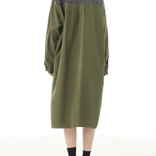 Load image into Gallery viewer, Women Black Color-block Big Size Midi Shirt Dress New Lapel Long Sleeve Loose Fit Fashion Tide Spring Autumn 2025 1DH2095
