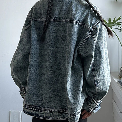 Load image into Gallery viewer, Blue Denim Rhinestones Big Size Casual Jacket New Lapel Long Sleeve Women Coat Fashion Tide Spring Autumn 2025 1DH9669
