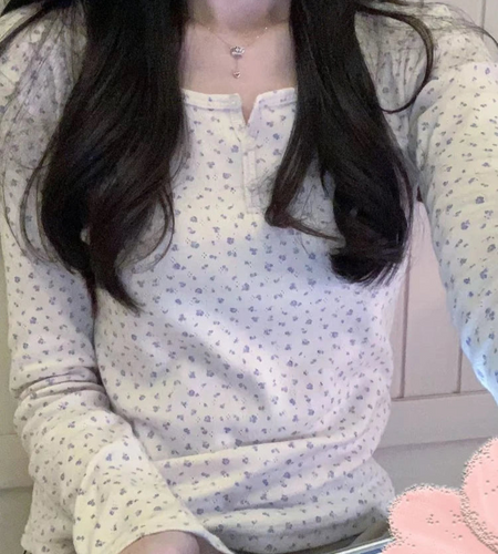 Korean Women Tshirts Long Sleeve Floral Tees 2024 Ropa Mujer Tunic O-neck Fashion T Shirts Y2k Tops Vintage Casual Sweet T-shirt