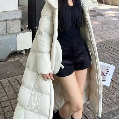 Load image into Gallery viewer, Solid Patchwork Pockets Long Jackets For Women Hooded Long Sleeve Spliced Zipper Winter Loose Coats Female Fashion
