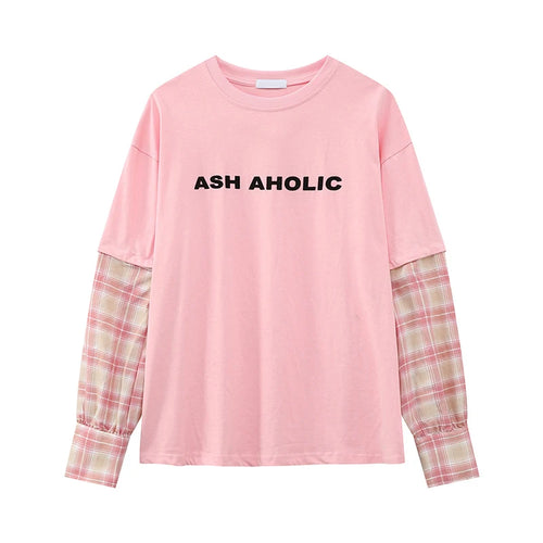 Load image into Gallery viewer, Men's T-shirts New Korean Style Letter Printed Splicing Detachable Plaid Half Sleeve Fashion Causal Menwear Summer 9W1842
