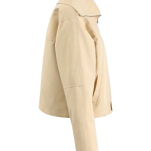 Load image into Gallery viewer, Apricot Brief Pocket Big Size Casual Jacket New Lapel Long Sleeve Women Coat Fashion Tide Spring Autumn 2025 CPG1295
