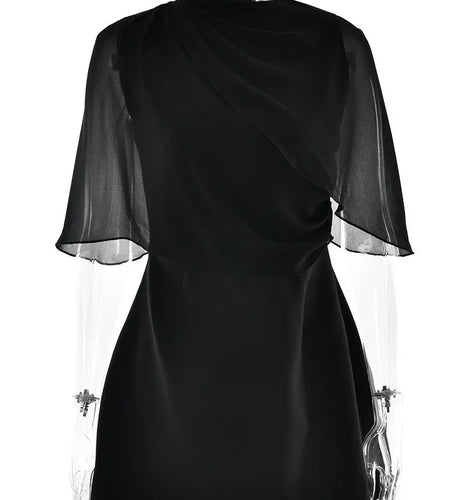 Fashion Autumn/Winter Half Sleeve Bodycon Women Dress Sexy Shawl Splicing Backless Dress Elegant Dance Party Vestido2025