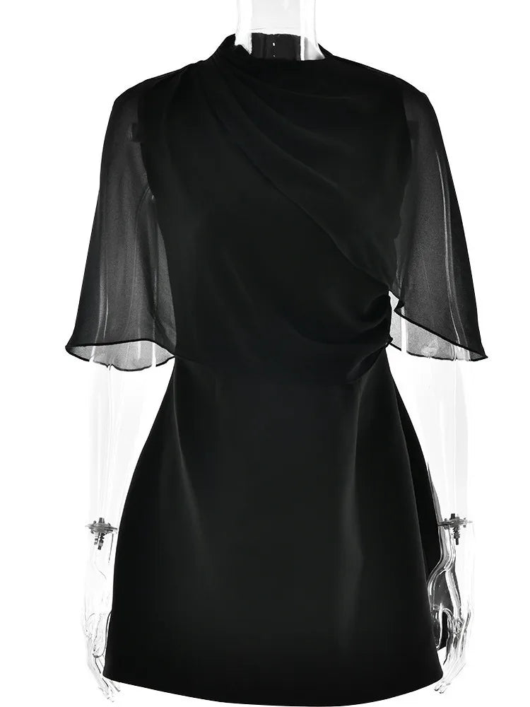 Fashion Autumn/Winter Half Sleeve Bodycon Women Dress Sexy Shawl Splicing Backless Dress Elegant Dance Party Vestido2025