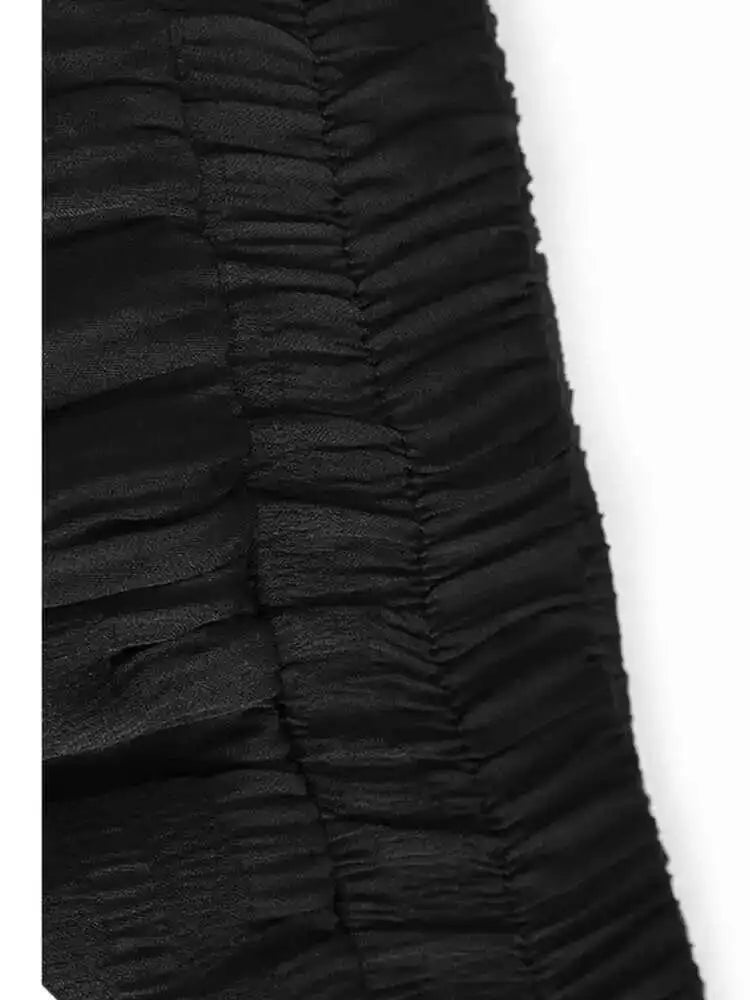 High Elastic Waist Black Pleated Long Wide Leg Casual Pants New Trousers Women Fashion Tide Spring Autumn 2025 1DH7021