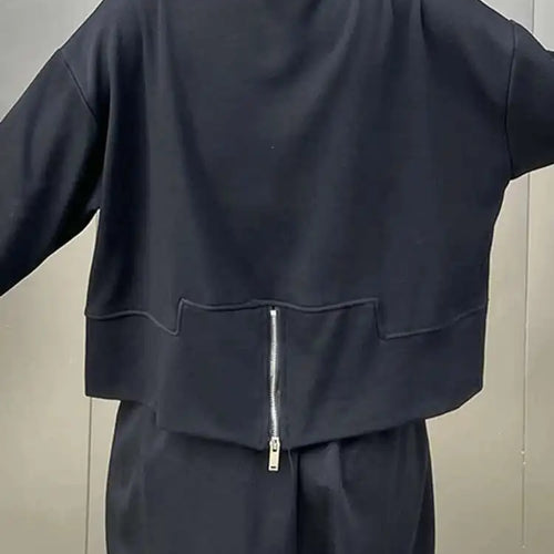 Load image into Gallery viewer, Black Printed Back Zipper Sweatshirt New Round Neck Long Sleeve Women Big Size Fashion Tide Spring Autumn 2025 1DJ0624
