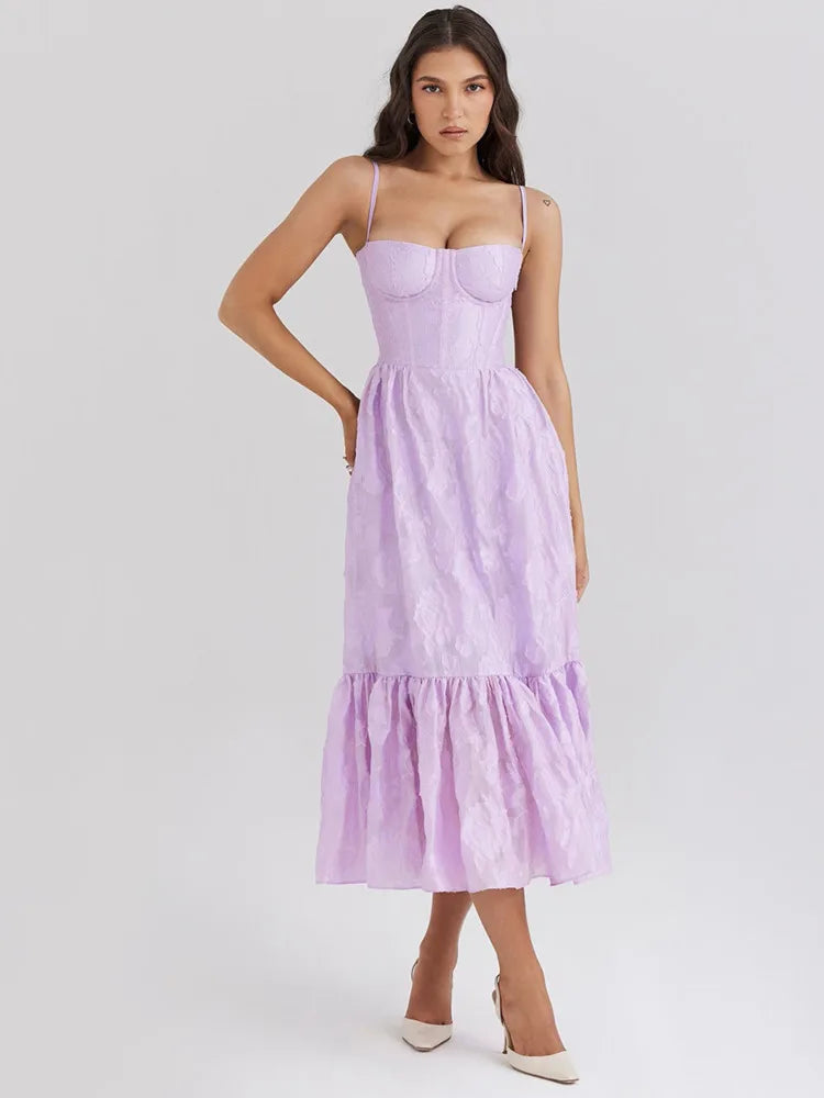 Sexy Spaghetti Strap Patchwork Long Dress Women New Summer Embroidered Skirt Slim Backless Party Club Evening Dress