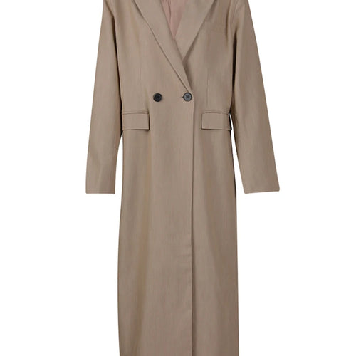 Load image into Gallery viewer, Women Blue Khaki Brief Long Big Size Elegant Blazer New Lapel Long Sleeve Jacket Fashion Tide Spring Autumn 2025 1LD2085
