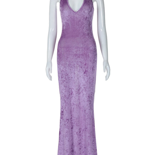 Load image into Gallery viewer, Elegant Solid V Neck Sleeveless See Through Sexy Slim Maxi Dress Autumn Women Y2K Outfits Beach Festival Party
