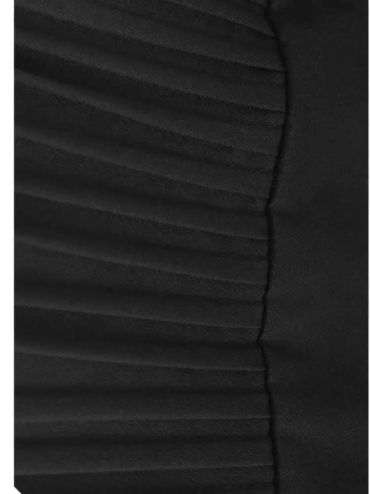 Women Black Pleated Hem Elegant Big Size Midi Vest Dress New V-Neck Sleeveless Fashion Tide Spring Autumn 2025 1DH9964