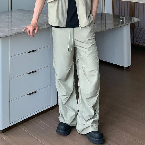 Load image into Gallery viewer, Men&#39;s Casual Pants Wrinkle Drawstring Elastic Waist Straight Leg Loose Male Bottom Simple Autumn Menwear 2024 9C6796
