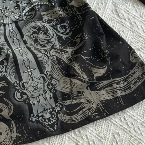 Load image into Gallery viewer, Y2k Aesthetic Vintage Printing Shirts Streetwear Tie-dye Black Loose Tshirts Harajuku Autumn Women Punk Diamond Grunge T-shirt
