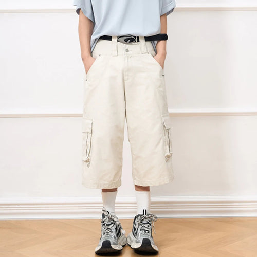 Load image into Gallery viewer, Men's Cargo Shorts American Style High Street Multi Pockets Design Niche Solid Color Straight Leg Male Bottoms 9W2033
