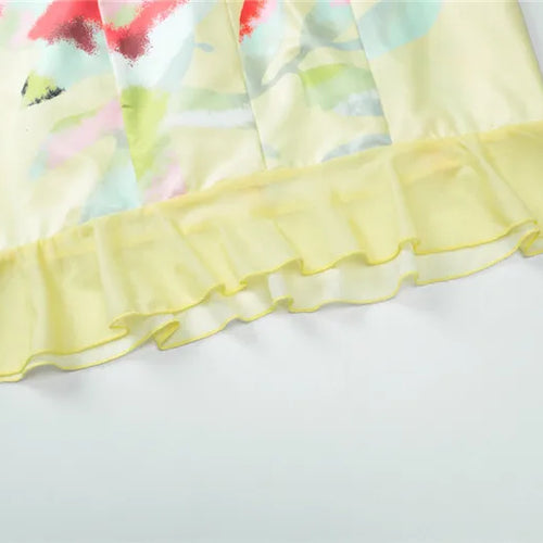 Load image into Gallery viewer, Off-shoulder Strapless Sexy Mini Dress For Women Robe Yellow Sleeveless Backless Ruffled Printed Club Dress Vestido
