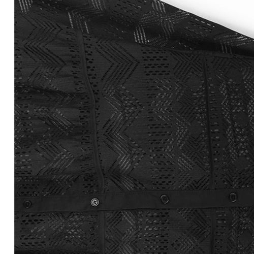 Load image into Gallery viewer, Women Black Lace Hollow Out Tassels Big Size Midi Shirt Dress New Lapel Long Sleeve Fashion Spring Autumn 2025 1DH8942
