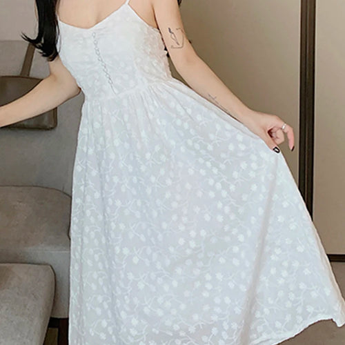 Load image into Gallery viewer, White Spaghetti Strap Elegant Women&#39;s Dresses Solid Color Printed Sleeveless Chic Dress Korean Style Female Evening Dress
