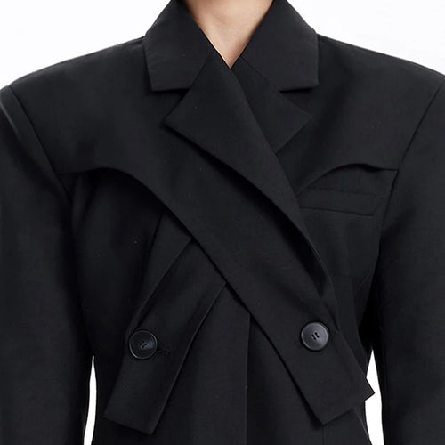 Load image into Gallery viewer, Women Black Button Corss Design Elegant Slim Blazer New Lapel Long Sleeve Jacket Fashion Tide Spring Autumn 2025 7AB1277
