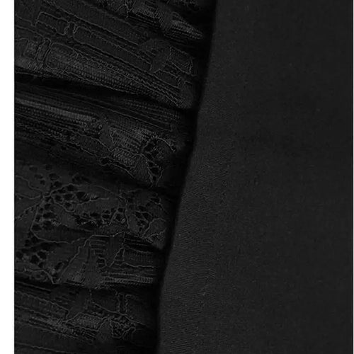 Load image into Gallery viewer, Women Black Three-dimensional Flower Lace Big Size Dress New Turtleneck Short Sleeve Fashion Spring Autumn 2025 1DH8218
