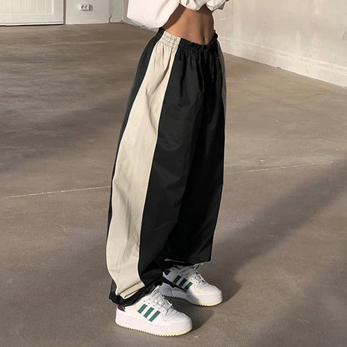 Load image into Gallery viewer, Streetwear Oversized Drawstring Baggy Pants Women Casual Patched Sporty Chic Joggers Harajuku Tech Trousers Contrast
