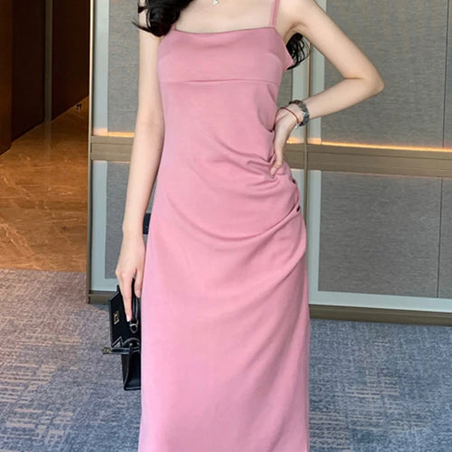 Load image into Gallery viewer, Pink Strapless A-line Women&#39;s Dresses High Street Slim Waist Pure Color Tight Hip Sexy Female Dress Elegant Party Dress
