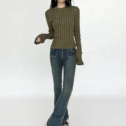 Load image into Gallery viewer, Women Y2k Aesthetic Slim Knitwear Sweet Sweaters 2025 Vintage Solid Streetwear Jumpers Screw Thread Grunge Harajuku Pullovers
