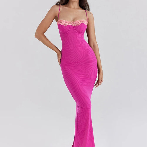 Load image into Gallery viewer, Elegant Lace Patchwork Split Dress Women's Sleeveless Backless Bodycon Evening Dress Female Slim Party Club Vestidos2024
