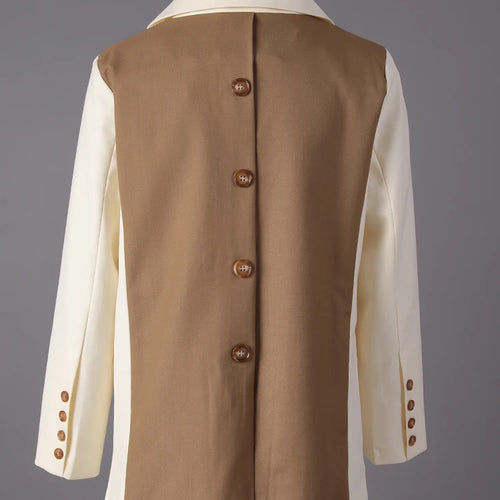 Load image into Gallery viewer, Women Beige Color-block Back Button Big Size Blazer New Lapel Long Sleeve Jacket Fashion Tide Spring Autumn 2025 30A3069
