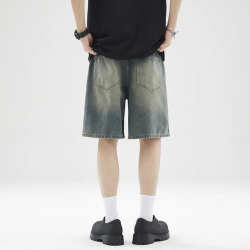 Load image into Gallery viewer, Men&#39;s Denim Shorts Solid Color Summer American Fanshion Style Cleanfit Five Quarter Jeans Male Loose Clothing 2025 9W1354
