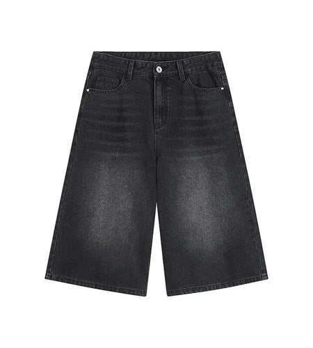 Men's Denim Shorts New American Hign Street Style Cat Whisker Design Casual Solid Color Washed Male Bottoms 2025 9W1657