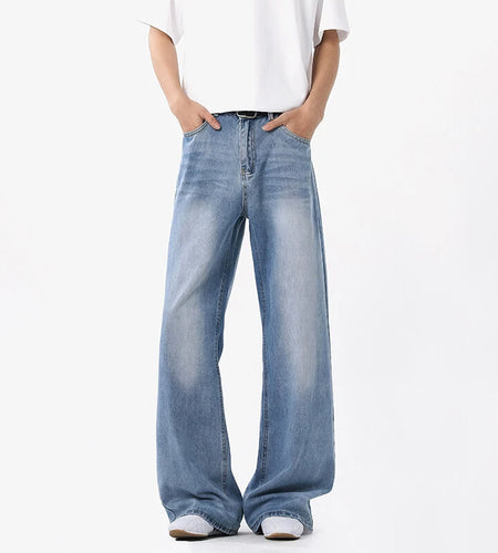 Men's Jeans Straight Wide Leg Trendy Gradient Color Tide New American Style High Street Male Summer Clothing 2025 9W1853