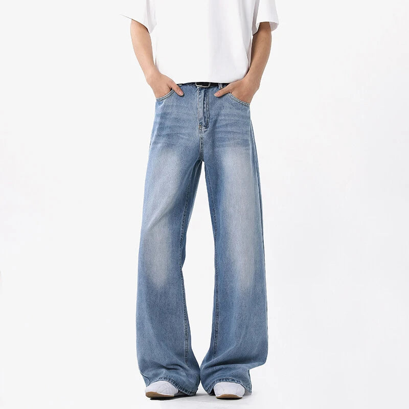 Men's Jeans Straight Wide Leg Trendy Gradient Color Tide New American Style High Street Male Summer Clothing 2025 9W1853