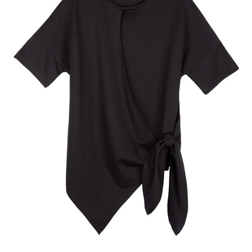 Load image into Gallery viewer, Women White Irregular Bandage Big Size T-shirt New Round Neck Short Sleeve Fashion Tide Spring Summer 2025  1DJ1767
