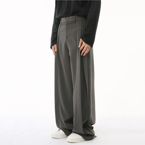 Load image into Gallery viewer, Korean Style Men&#39;s Suit Pants Pleated Straight Wide Leg Male Trousers Solid Color Loose Bottom Simple 9C6832
