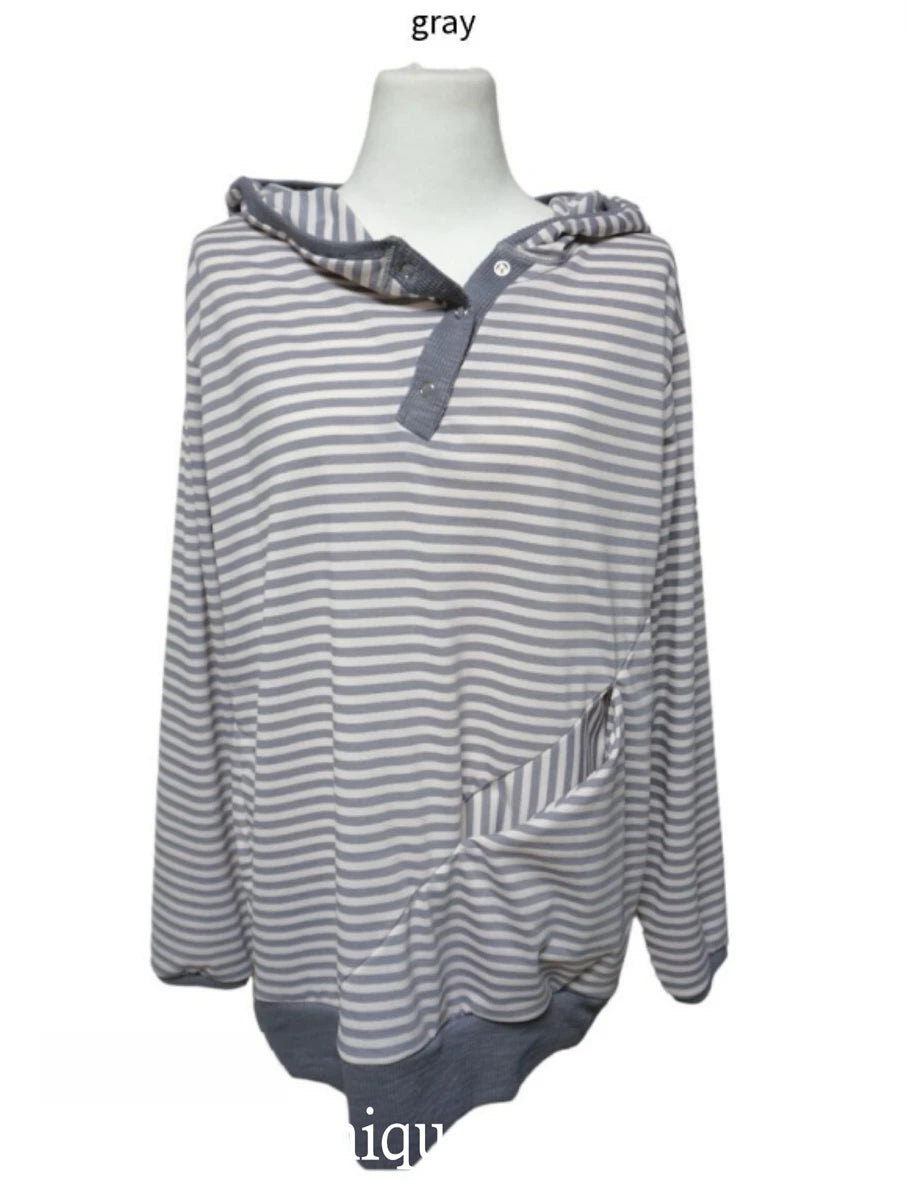 Striped Hoodies Women's Clothing Streetwear Fashion Y2k Tops Hooded Casual Long Sleeve Korean Sweatshirts 2024 Ropa Mujer 49C712