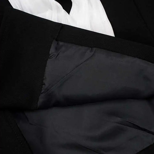 Load image into Gallery viewer, Women Black Ribbon Color-block Big Size Blazer New Stand Collar Long Sleeve Jacket Fashion Tide Spring Autumn 2025 CPG2037
