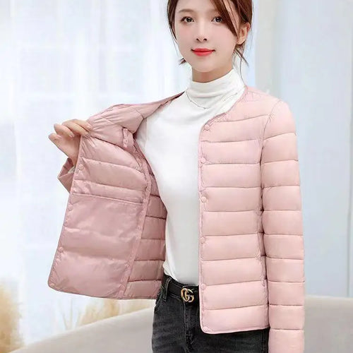 Load image into Gallery viewer, Korean Fashion Women Long Sleeve Solid Down Cotton Coat 2024 New Autumn Winter Ladies Single Breasted Warm Short Jacket Trendy
