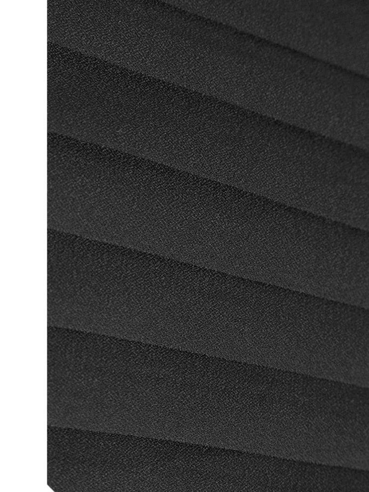 Women Black Pleated Spliced Big Size Midi Dress New Round Neck Short Sleeve Fashion Tide Spring Summer 2025  1DJ0989