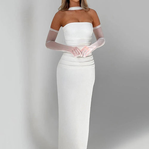 Load image into Gallery viewer, Scarf Collar Strapless Sexy Maxi Dress For Women Fashion Off-shoulder Backless Bodycon Club Party Long Dress Elegant
