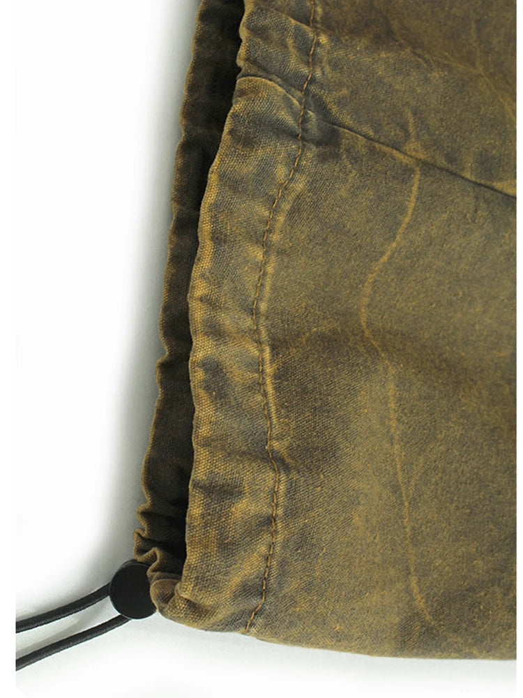 High Waist Caramel Color Denim Drawstring Pleated Wide Leg Jeans New Women Trousers Fashion Spring Autumn 2025 1DH9662