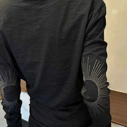 Load image into Gallery viewer, 2025 Women Streetwear Embroidery Grunge T-shirts Loose Single Breasted Autumn Black Tops Y2k Aesthetic Casual Style Vintage Tees
