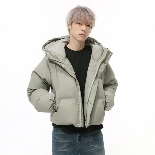 Load image into Gallery viewer, Hooded Men&#39;s Parkas Solid Color Korean Style Drawstring Thickened Casual Coats Cotton Loose Male Padded Jackets New 9C9328
