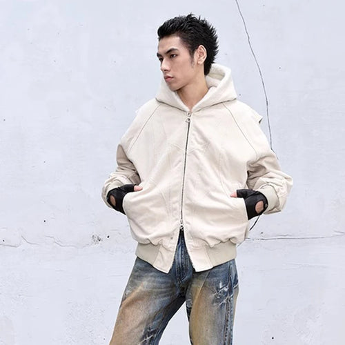 Load image into Gallery viewer, Men&#39;s Winter American Cotton Jackets Denim Washed Hooded Solid Color Thickening Casual Fashion Padded CoatsTrend 9C8965
