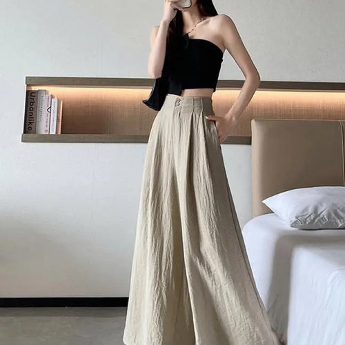 Load image into Gallery viewer, Women Clothes 2024 Spring Summer Fashion Black Beige Wide Leg Long Pants High Waist Streetwear Loose Khaki Straight Trousers New
