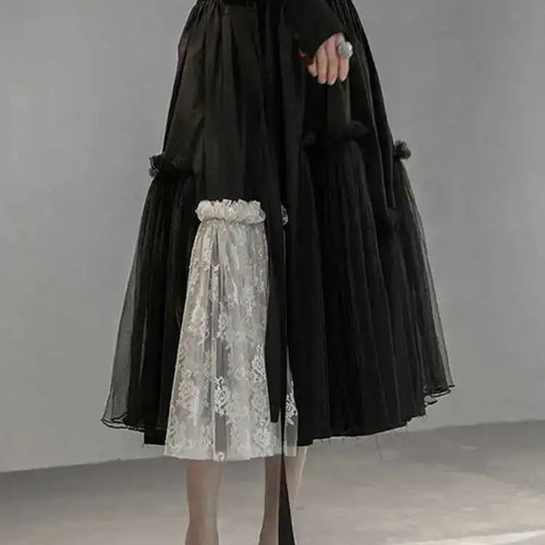 Load image into Gallery viewer, High Elastic Waist Black White Mesh Asymmetrical Half-body Skirt Women Fashion Tide New Spring Autumn 2025 1DD6027
